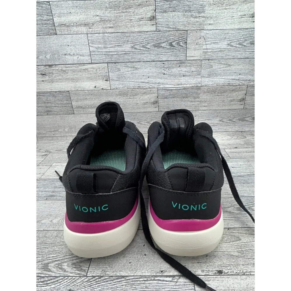 Vionic Jolisa Women Walking Shoes Black Pink Teal Mesh Lace Up Sneakers Size 12